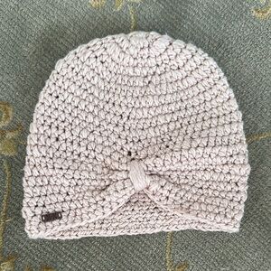 Crochet Knit Beanie in Pale Rose